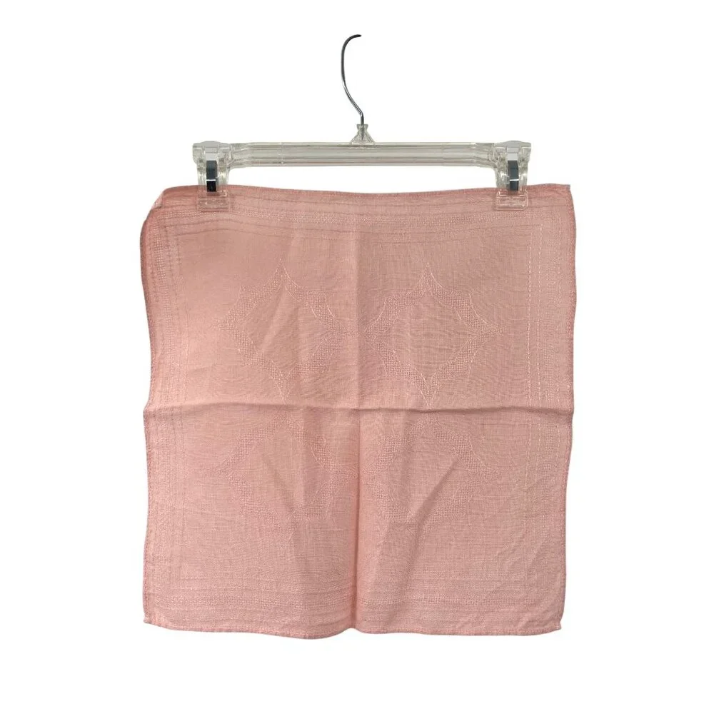 Vintage Linen Napkins Set 6 Blush Pink Peach Hemstitch 15